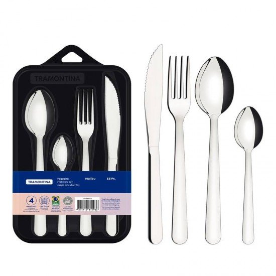 FAQUEIRO TRAMONTINA MALIBU EM AÇO INOX 16 PEÇAS