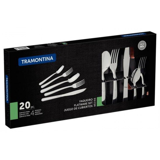 FAQUEIRO TRAMONTINA BÚZIOS EM AÇO INOX 20 PEÇAS