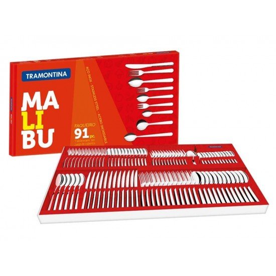 FAQUEIRO 91 PEÇAS MALIBU SORTIDOS DE ACO INOX TRAMONTINA