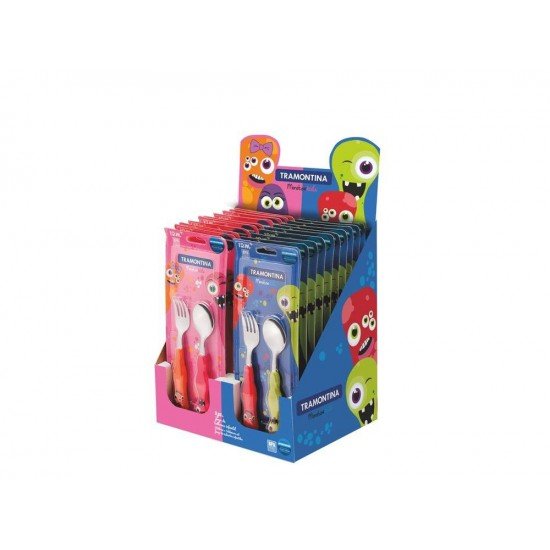 DISPLAY 20 PEÇAS JOGO DE TALHERES 2 PEÇAS MONSTERKIDS MISTO TALHERES DE POLIESTER TRAMONTINA