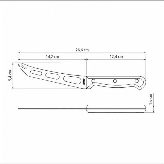 FACA PARA QUEIJO TRAMONTINA ULTRACORTE COM LÂMINA EM AÇO INOX E CABO DE POLIPROPILENO PRETO 6