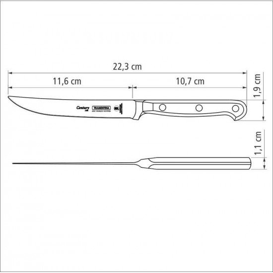FACA PARA CHURRASCO TRAMONTINA CENTURY COM LÂMINA EM AÇO INOX E CABO EM POLICARBONATO 5