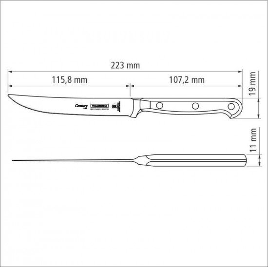 FACA PARA CHURRASCO TRAMONTINA CENTURY COM LÂMINA EM AÇO INOX E CABO EM POLICARBONATO 5