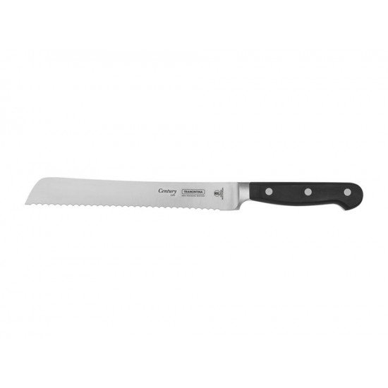 FACA PARA PAO 8 CENTURY PRETO LAMINA DE ACO INOX E CABO DE POLICARBONATO TRAMONTINA