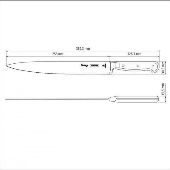 FACA PARA CARNE CENTURY COM LAMINA EM AÇO INOX E CABO EM POLICARBONATO 10 POLEGADAS TRAMONTINA