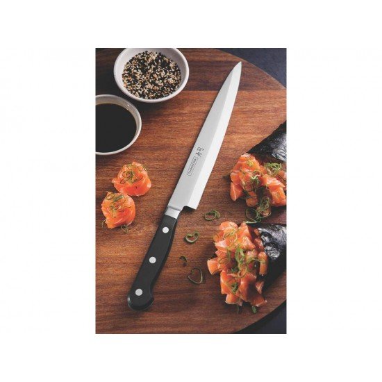 FACA YANAGIBA 9 SUSHI GOLD PRETO LAMINA DE ACO INOX E CABO DE POLICARBONATO TRAMONTINA