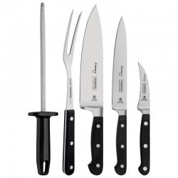 JOGO DE FACAS CENTURY LAMINAS AÇO INOX CABOS POLICARBONATO FIBRA DE VIDRO COM ESTOJO 6PC TRAMONTINA