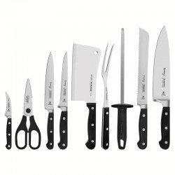 KIT CHEF TRAMONTINA EM AÇO INOX CABO DE POLICARBONATO E FIBRA DE VIDRO COM ESTOJO 10 PEÇAS