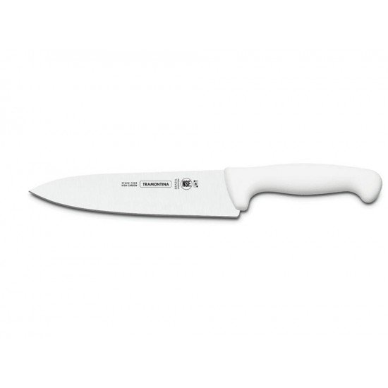 FACA PARA CARNE 8 PROFISSIONAL BRANCO LAMINA DE ACO INOX E CABO DE POLIPROPILENO TRAMONTINA