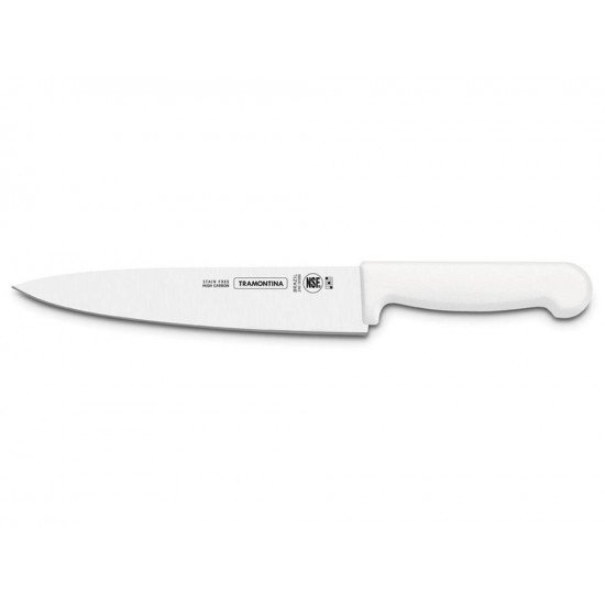 FACA PARA CARNE 8 PROFISSIONAL BRANCO LAMINA DE ACO INOX E CABO DE POLIPROPILENO TRAMONTINA