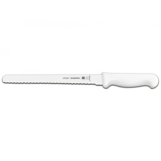 FACA PARA FIAMBRES 8 PROFISSIONAL BRANCO LAMINA DE ACO INOX E CABO DE POLIPROPILENO TRAMONTINA