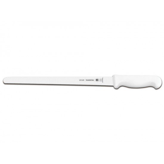 FACA PARA FIAMBRES 16 PROFISSIONAL BRANCO LAMINA DE ACO INOX E CABO DE POLIPROPILENO TRAMONTINA