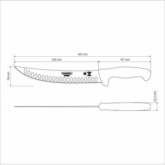 FACA PARA CARNE BUTCHER COM LAMINA EM ACO INOX E CABO EM POLIPROPILENO PRETO 10 TRAMONTINA