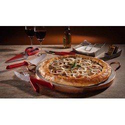 TESOURA PARA PIZZA VERMELHA EM ACO INOX COM CABO POLIPROPILENO TRAMONTINA