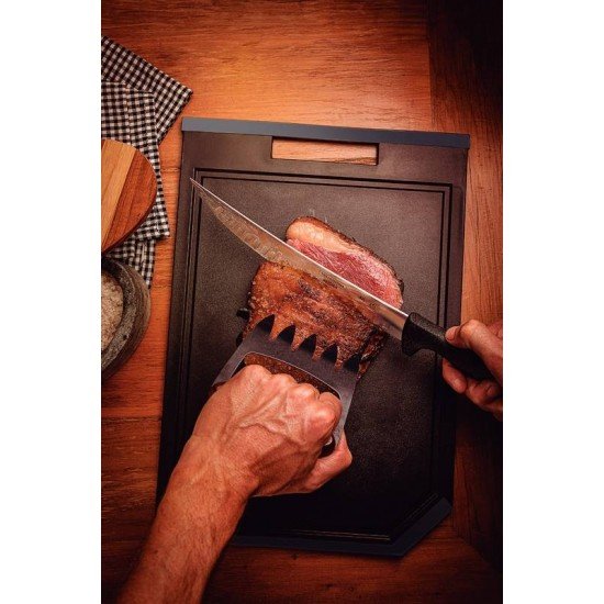 TÁBUA DE CORTE TRAMONTINA CHURRASCO BLACK EM POLIPROPILENO PRETO