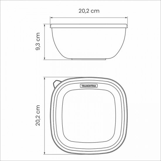 DISPLAY 9 PEÇAS POTE MIXCOLOR POLIPROPILENO TAMPA TRANSPARENTE 2 LITROS TRAMONTINA