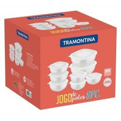 JOGO DE POTES MIXCOLOR EM POLIPROPILENO COM TAMPA TRANSPARENTE 8 PECAS TRAMONTINA