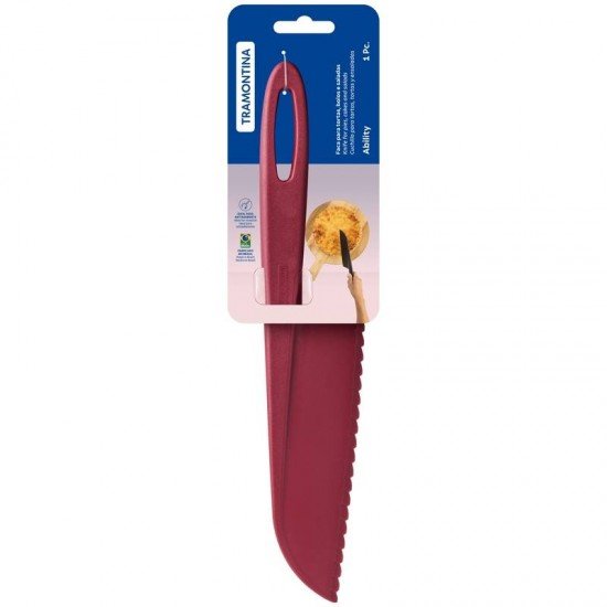 FACA PARA TORTAS, BOLOS E SALADAS TRAMONTINA ABILITY EM NYLON VERMELHO