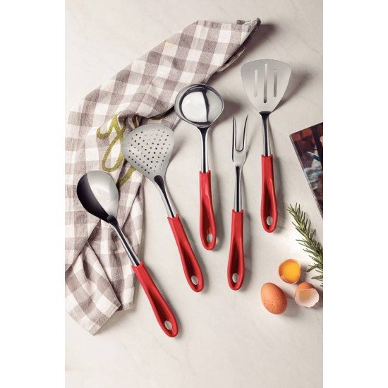 GARFO TRINCHANTE TRAMONTINA FLUENCE COM LÂMINA EM AÇO INOX E CABO EM POLIPROPILENO VERMELHO