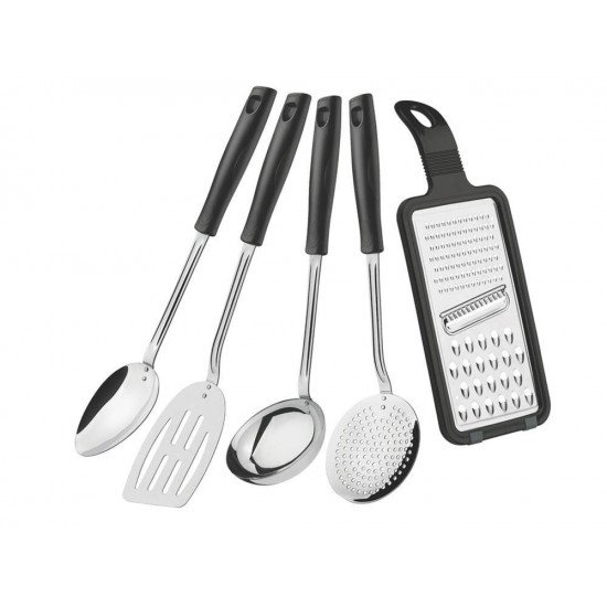 JOGO UTENSILIOS 5 PC EASY PRETO SORTIDOS COM LAMINAS DE ACO INOX E CABOS DE POLIPRO TRAMONTINA