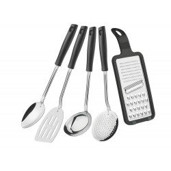 JOGO UTENSILIOS 5 PC EASY PRETO SORTIDOS COM LAMINAS DE ACO INOX E CABOS DE POLIPRO TRAMONTINA