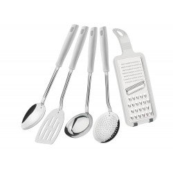 JOGO UTENSILIOS 5 PC EASY BRANCO SORTIDOS COM LAMINAS DE ACO INOX E CABOS DE POLIPRO TRAMONTINA