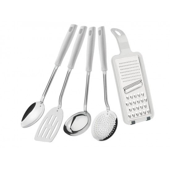 JOGO UTENSILIOS 5 PC EASY BRANCO SORTIDOS COM LAMINAS DE ACO INOX E CABOS DE POLIPRO TRAMONTINA