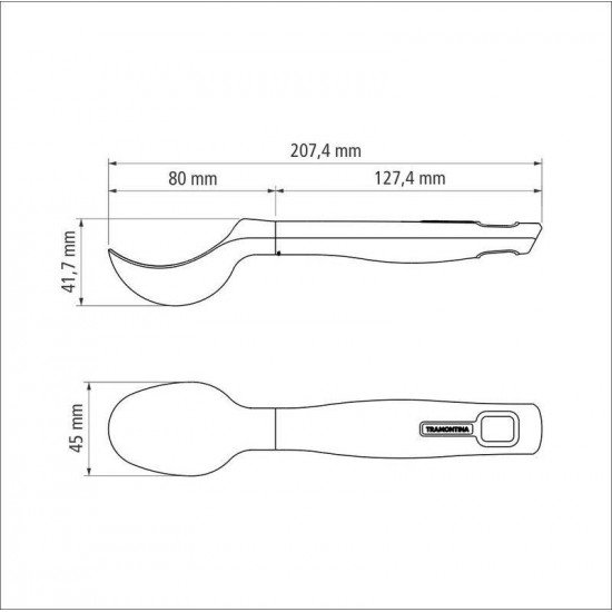 CONCHA PARA SORVETE VERANO COM BOJO EM ABS E CABO DE POLIPROPILENO ONIX TRAMONTINA