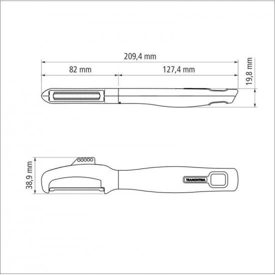 DESCASCADOR VERANO LAMINA EM ACO INOX FIO MICROSSERRILHADO E CABO DE POLIPROPILENO ONIX TRAMONTINA