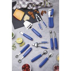 ESPREMEDOR DE ALHO UTILITA EM ZAMAK CROMADO COM CABO ABS AZUL TRAMONTINA