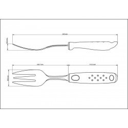 GARFO PARA SALADA EM ACO INOX COM CABO PRETO EM POLIPROPILENO TRAMONTINA