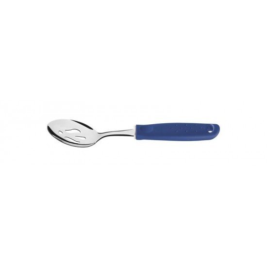 COLHER PARA SALADA FURADA EM ACO INOX COM CABO AZUL EM POLIPROPILENO TRAMONTINA