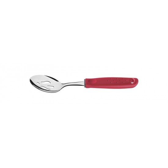 COLHER PARA SALADA FURADA EM ACO INOX COM CABO VERMELHO EM POLIPROPILENO TRAMONTINA