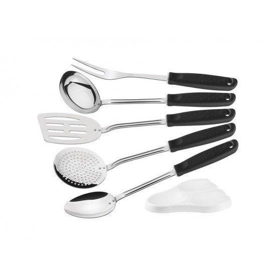 JOGO UTENSILIOS 6 PC UTILITA PRETO SORTIDOS COM LAMINAS ACO INOX E CABOS DE POLIPRO TRAMONTINA