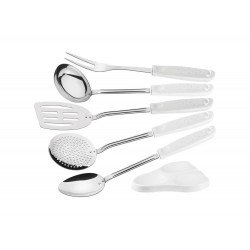 JOGO DE UTENSILIOS 6 PC UTILITA BRANCO SORTIDOS COM LAMINAS ACO INOX E CABOS POLIPRO TRAMONTINA
