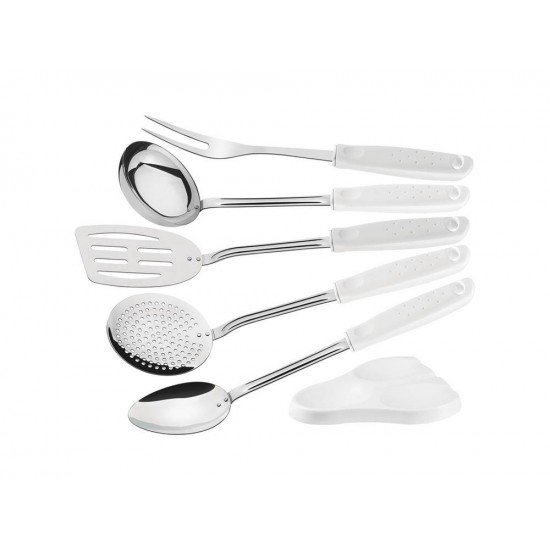 JOGO DE UTENSILIOS 6 PC UTILITA BRANCO SORTIDOS COM LAMINAS ACO INOX E CABOS POLIPRO TRAMONTINA