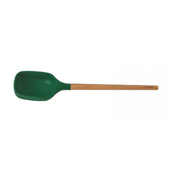 COLHER DE SERVIR LIVE EM SILICONE VERDE COM CABO DE MADEIRA TRAMONTINA