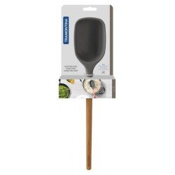 COLHER DE SERVIR LIVE EM SILICONE CINZA COM CABO DE MADEIRA TRAMONTINA