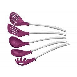 JOGO DE UTENSILIOS 5 PEÇAS MOVIN LILAS SORTIDOS DE UTENSILIOS DE NYLON E ACO INOX TRAMONTINA