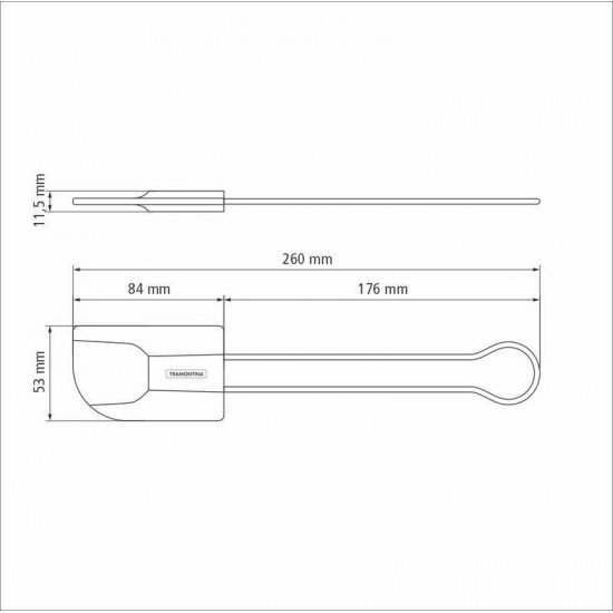 ESPÁTULA EM SILICONE TRAMONTINA MOLDÊ CINZA COM CABO EM AÇO INOX