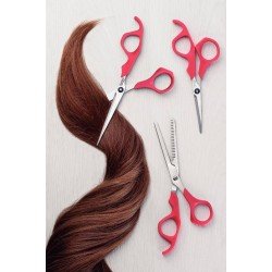 TESOURA PARA CABELO TRAMONTINA SUPERCORT COM LÂMINA EM AÇO INOX COM FIO NAVALHA E CABO DE POLIPROPILENO ROSA 5