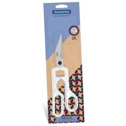 TESOURA MULTIUSO SUPERCORT COM LAMINA EM ACO INOX E CABO DE POLIPROPILENO BRANCO 9 TRAMONTINA