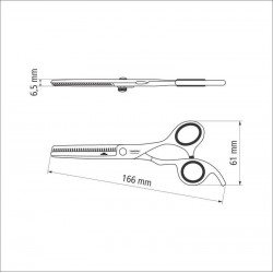 TESOURA PARA CABELO EM ACO INOX COM FIO DESBASTE E APOIO FIXO PARA DEDO 6 TRAMONTINA