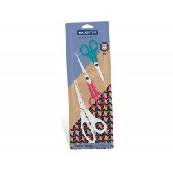 JOGO TESOURAS 3 PEÇAS SUPERCORT MISTO-SORTIDOS COM LAMINAS ACO INOX E CABOS POLIPROPILENO TRAMONTINA