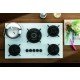 FOGAO COOKTOP FISCHER 5 BOCAS TRIPLA CHAMA INFINITY GAS MESA VIDRO BRANCO