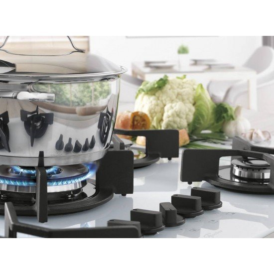 FOGAO COOKTOP FISCHER 5 BOCAS TRIPLA CHAMA INFINITY GAS MESA VIDRO VERMELHO ROUGE