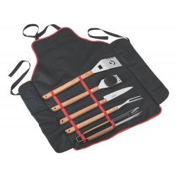 KIT PARA CHURRASCO 6 PEÇAS SORTIDOS COM LAMINAS DE ACO INOX E CABOS DE MADEIRA TRAMONTINA