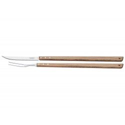 JOGO PARA CHURRASCO 2 PEÇAS SORTIDOS COM LAMINAS DE ACO INOX E CABOS DE MADEIRA TRAMONTINA