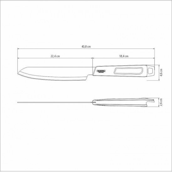 FACA TRINCHANTE TRAMONTINA CHURRASCO BLACK COM LÂMINA EM AÇO INOX E CABO DE POLIPROPILENO PRETO 8