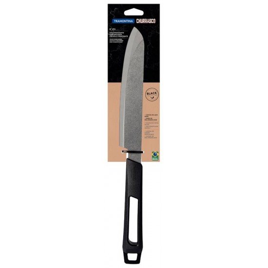 FACA TRINCHANTE TRAMONTINA CHURRASCO BLACK COM LÂMINA EM AÇO INOX E CABO DE POLIPROPILENO PRETO 8
